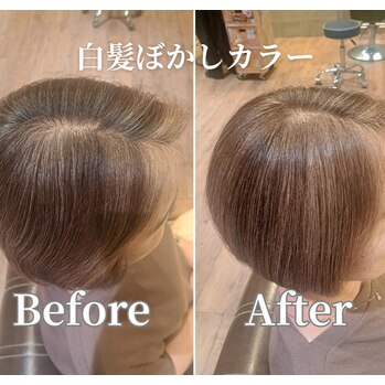 白髪ぼかしカラーのビフォーアフター比較写真